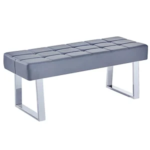 Austin Small Faux Leather Dining Bench In Grey
