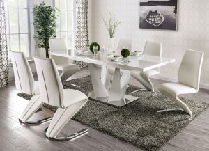 Memphis Large White Gloss Dining Table 6 Vesta White Chairs