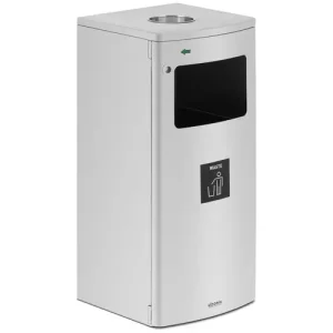 Waste bin - square - with ashtray - stainless steel / galvanized steel - silver.