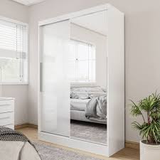 Lynn Mirrored Wardrobe With 2 Sliding Doors In White | FiF