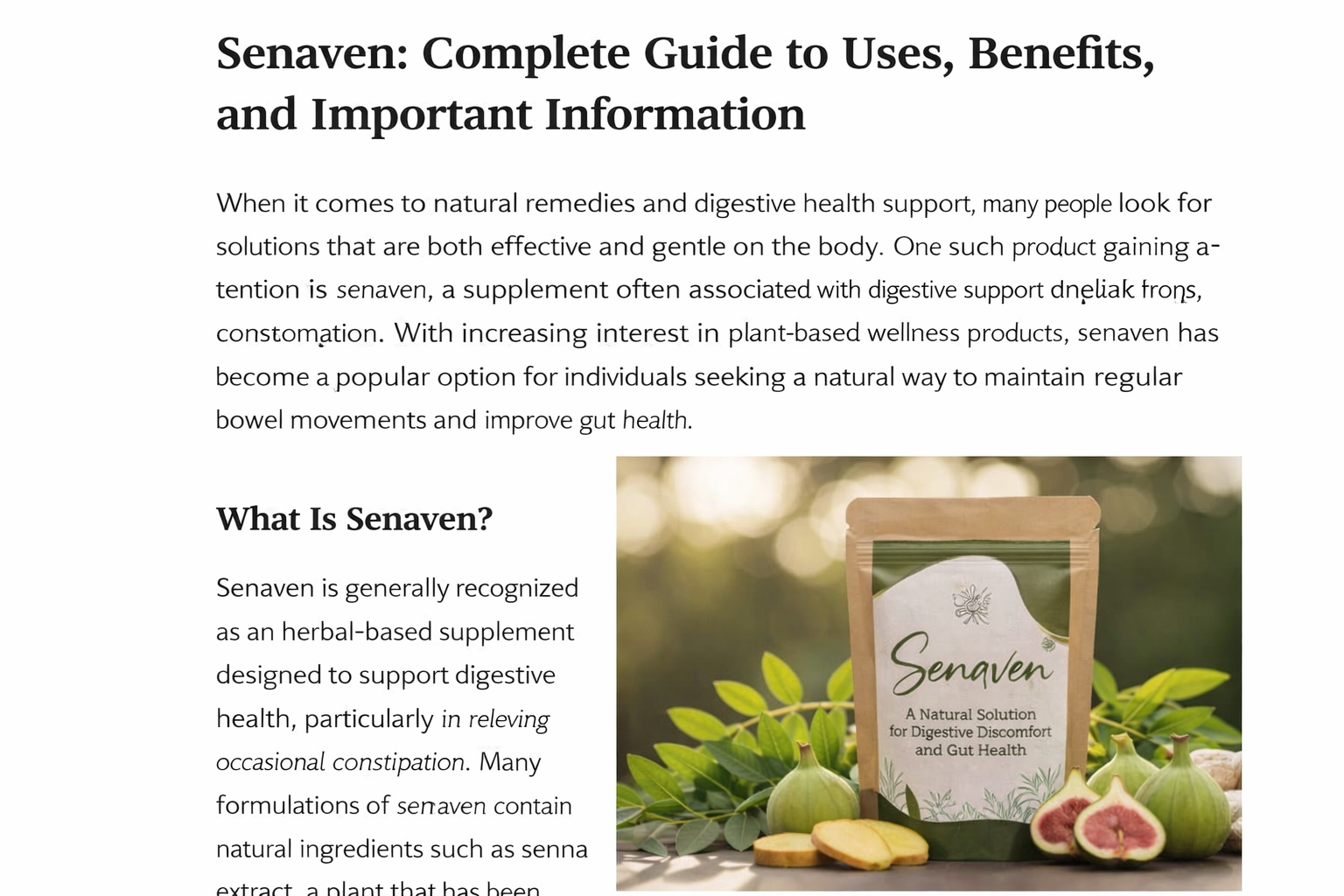 Senaven, Complete Guide to Uses, Benefits, and Important Information