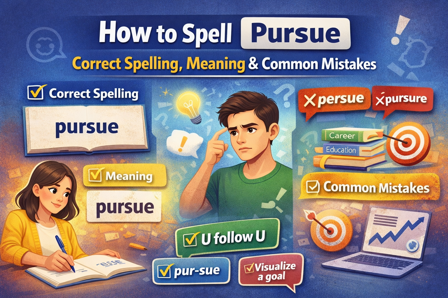 How to Spell Pursue, Correct Spelling, Meaning, and Common Mistakes