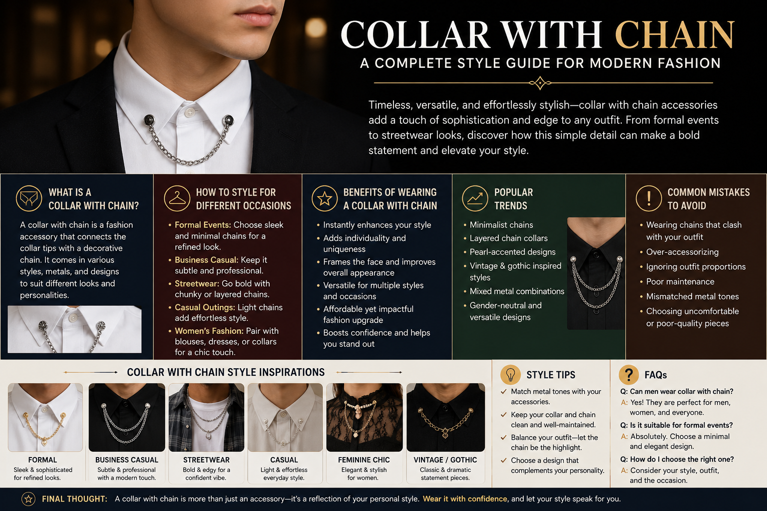 Collar With Chain, A Complete Style Guide for Modern Fashion